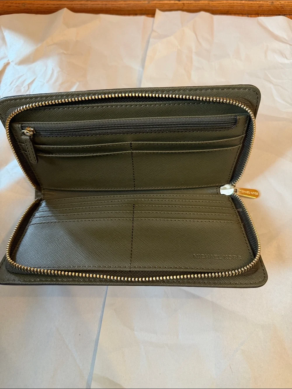 Michael Kors Olive Green Saffiano Tote with Gold Hardware
